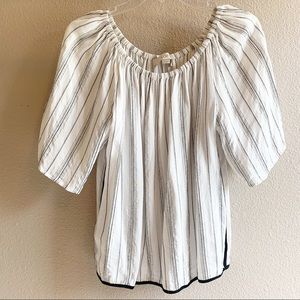 Ann Taylor Loft White Striped Exaggerated Sleeve Blouse S